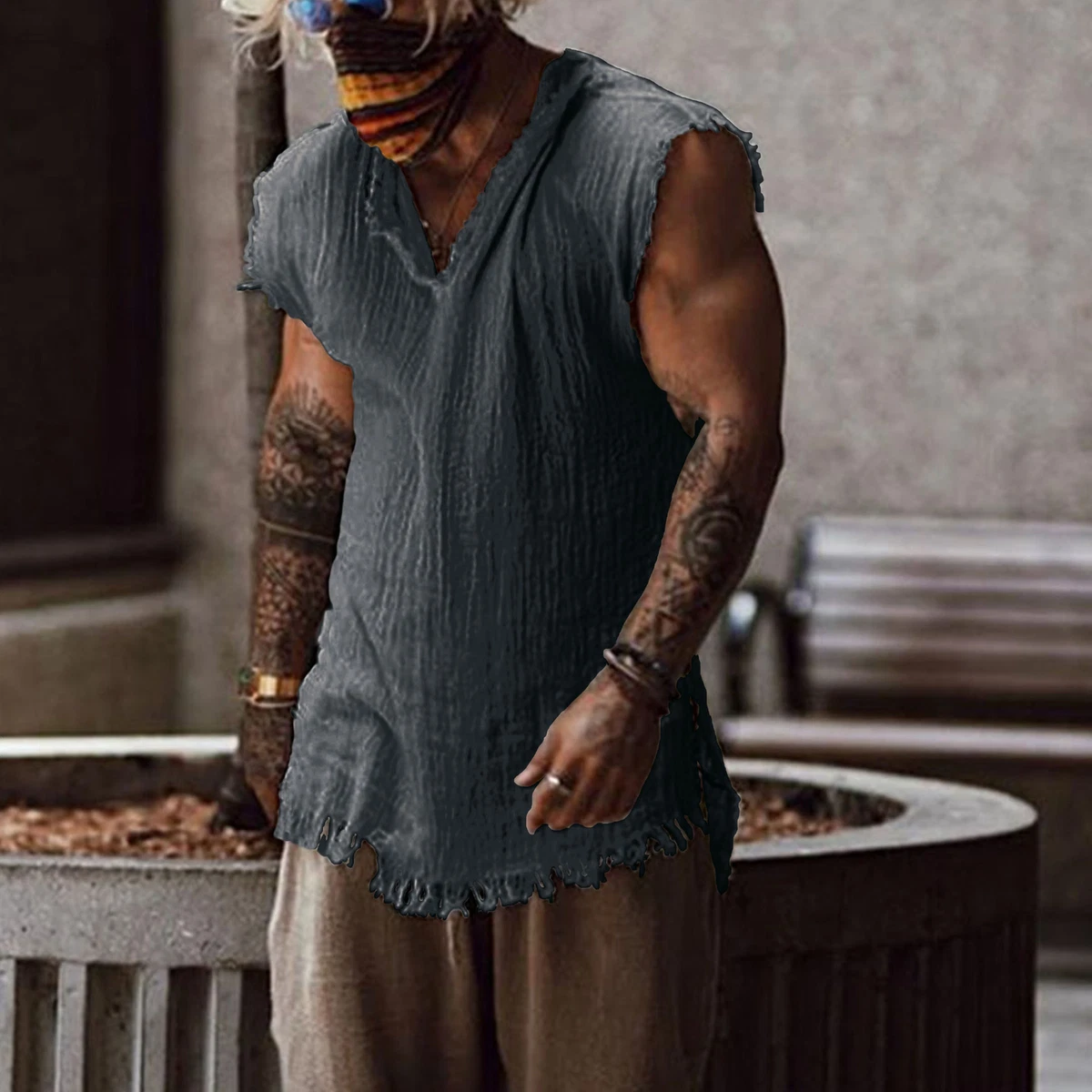 v neck distressed t shirt
