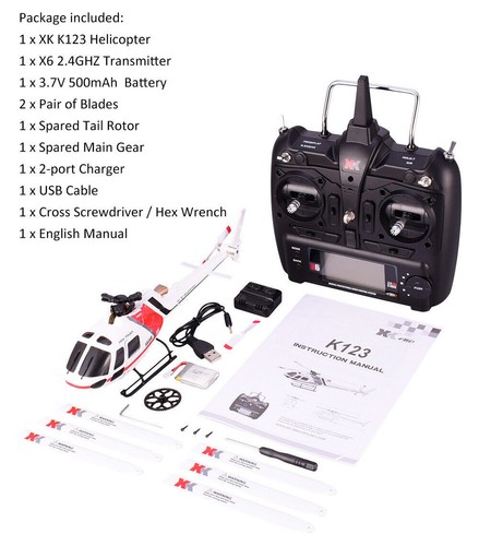 Wltoys XK AS350 K123 6CH 3D 6G System Brushless Motor RC Helicopter/ Transmitter - Picture 8 of 9