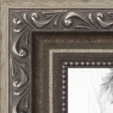 ArtToFrames 1.25 Inch Silver with Beads Wood Picture Poster Frame -D10051