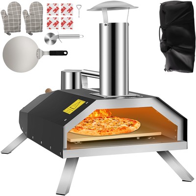 VEVOR Forno a Legna per Pizza da Giardino in Acciaio Inox Pellet 12\