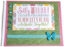 EASTER Holiday SILLY BUNNY Greeting Card - Handmade A7 Size SALE