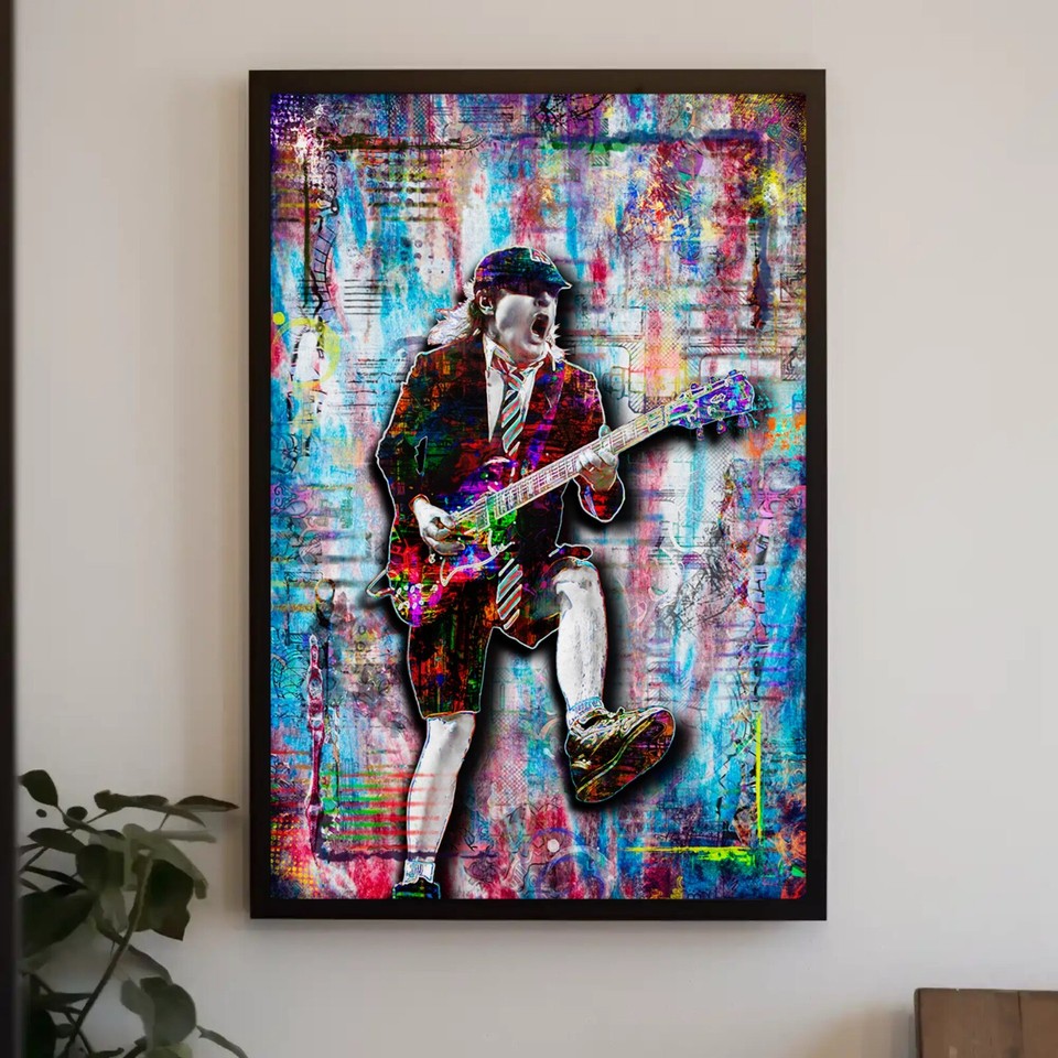 ANGUS YOUNG Lead Guitar Of AC/DC Poster, Angus Young AC/DC Pop Art Free ...
