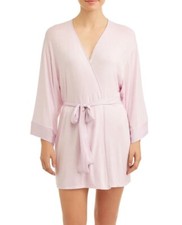NWTD Josie Natori Sz XL SWEET STREET Satin Details Short Wrap Robe Minor Defect