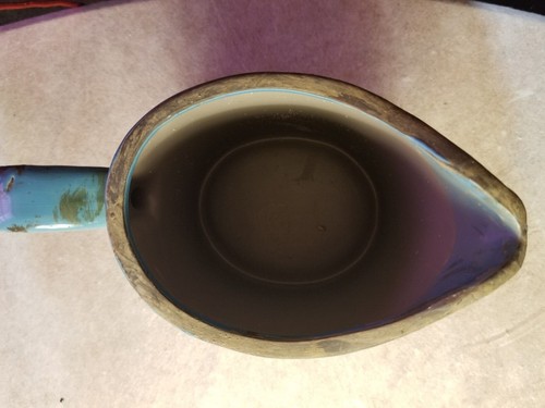 Vintage Mottled Glaze 8 1/2" Turquoise Water Pitcher - Picture 3 of 4