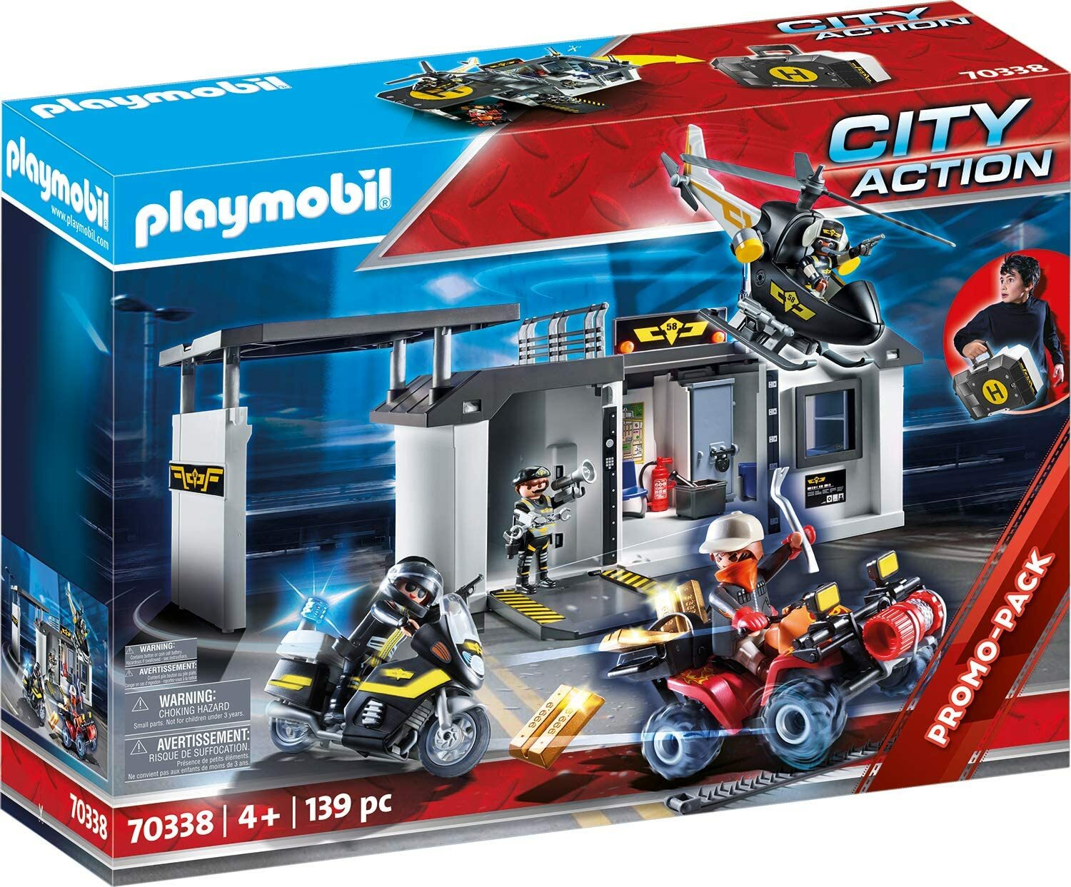 PLAYMOBIL 70338 Quartier général de police transportable jouet enfant figurines forces de l ordre