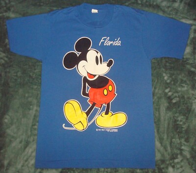 VTG 80s MICKEY MOUSE VELVA SHEEN T SHIRT MEDIUM FLORIDA SINGLE STITCH  DISNEY USA