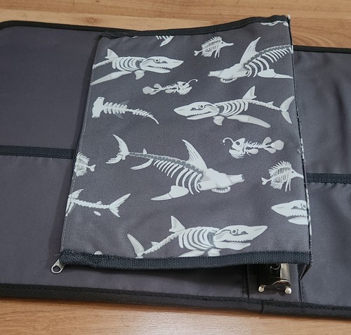 Pottery Barn Kids 3 ring Binder & Pencil Case Glow in dark Shark Bone New no tag - Picture 10 of 19