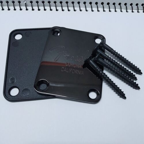 For Fender Strat Tele Electric Guitar Neck Plate Black Engraved FD Guitar Parts - Picture 3 of 5