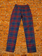 PULL & BEAR XSMALL RED TARTAN TROUSERS SKINNY CROP SMART CASUAL WORK WOMENS XS