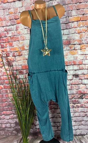 Lässiges Träger OVERALL Italy tiefer Schritt loose fit washed out PETROL36 38 40 - Bild 3 von 7