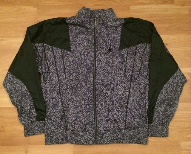 NEW AIR JORDAN WINDBREAKER JACKET MENS LARGE BLACK GRAY ELEPHANT RETRO BC3 NWT for sale online
