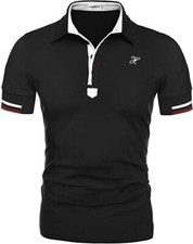 Polo Hotouch Shirts Mens Fashion Short Sleeve PoloTee Casual Slim Fit Basic Golf