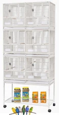 TRIPLE Stacker Center Dividered Breeder Nest Box Doors Bird Breeder Rolling Cage