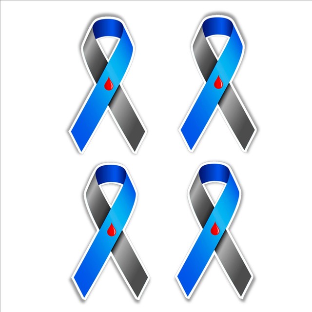 Diabetes Awareness Ribbon Car Bumper Stickers Set of 4 Vinyl 38 X 65mm