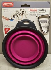 NEW Dexas Collapsible Travel Bowl for Pets, LARGE 2 CUP, Fuchsia, BPA-Free