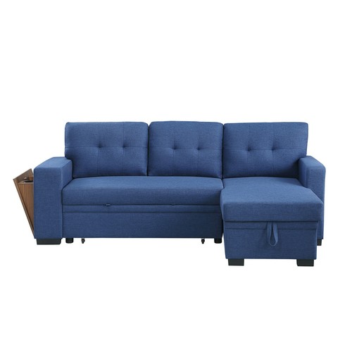 L Shaped Convertible Sectional Sofa Pull Out Couch Bed w/ Storage Chaise & USB - Picture 13 of 19