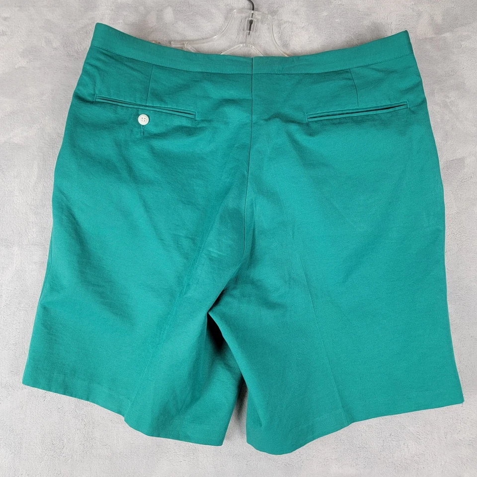 Bermuda de golfe masculina vintage Sansabelt 35 verde plissada sem cinto golfe ao ar livre - Imagem 2 de 4