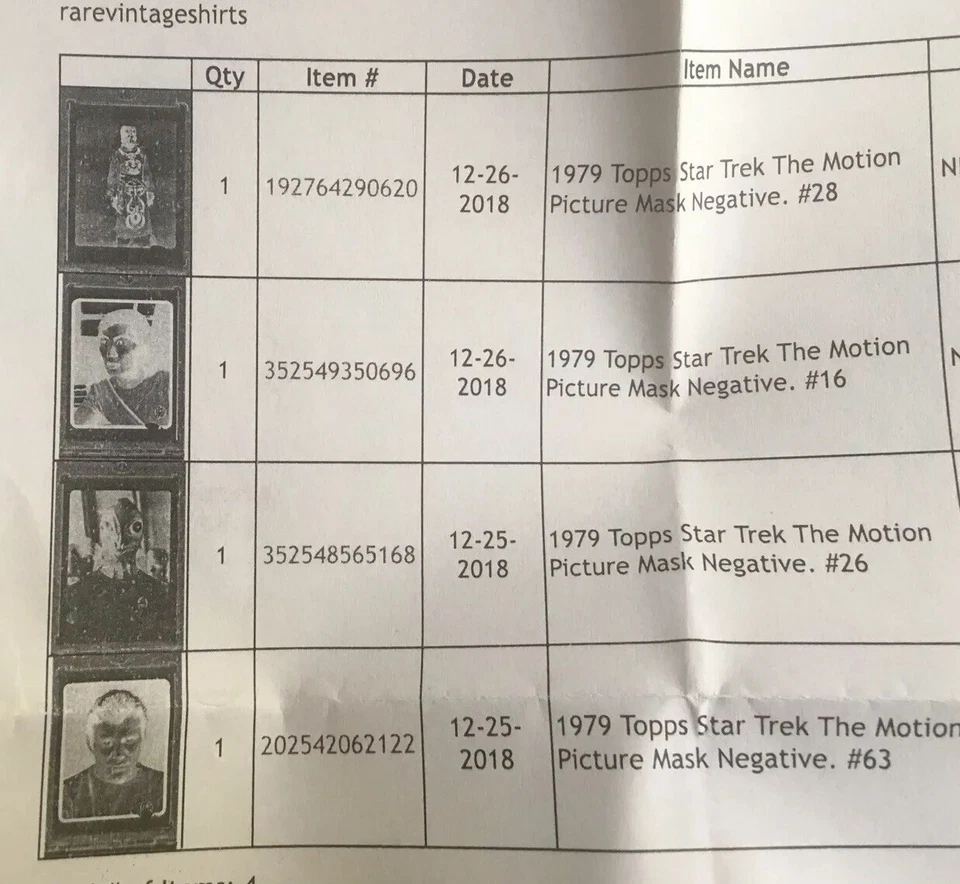 1979 Star Trek Topps Vault Mask Negative The Motion Picture #63 William Shatner - Image 4 of 4