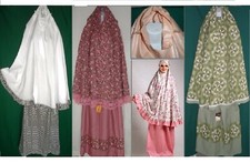 Women Prayer Shalat Cloth Mukena Khimar Long Hijab Set Skirt Cotton PRINT PLAIN