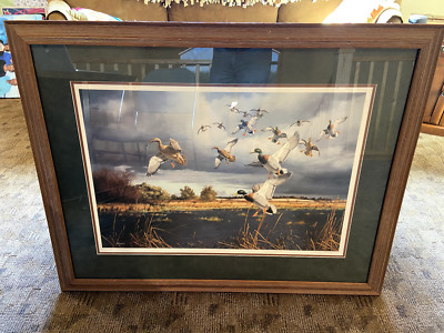 SIGNED/FRAMED David Maass Threatening Skies Mallards Print #722/750 (MN PICK-UP)