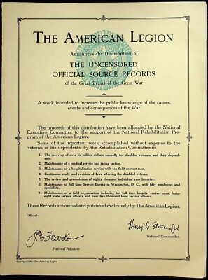 1930 AMERICAN LEGION ''THE UNCENSORED OFFICIAL SOURCE RECORDS'' ANNOUNCEMENT-E11-K