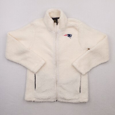 New England Patriots Jacket Juniors Medium Cream White Sherpa
