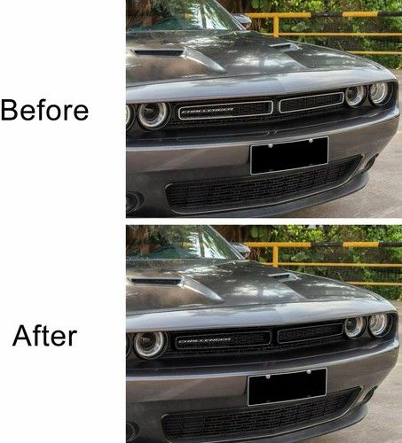2X Front Grille Insert Mesh Cover Trim Decor for Dodge Challenger 2015-23 Black - Picture 3 of 11
