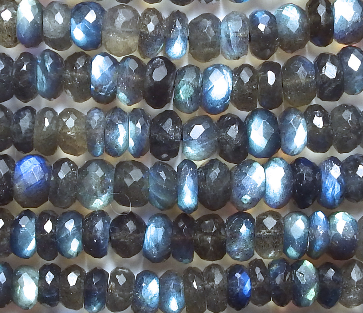 10" Strand LABRADORITE 8.5mm Faceted Rondelle Beads NATURAL /d11