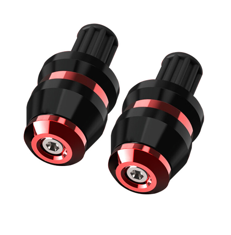 US 2x Universal 22mm 7/8" Motor Handlebar Grips Bar End Slider Cap Plugs CNC Red