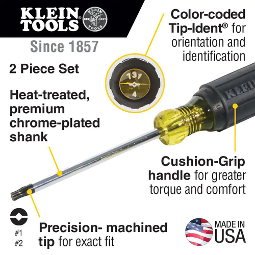 2-piece Combination Tip Screwdriver Set- Cushion Grip Handles | Set Tools Tips - Picture 2 of 12