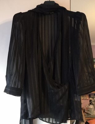 Camicia Conbipel nera righe donna semitrasparente