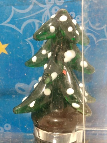 Holiday Decor Art Glass Wine Bottle Stoppers Christmas Tree and Santa Set of 2 - Picture 3 of 6