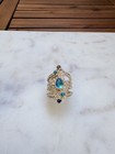 Vintage Estate SAJEN Caribbean Quartz Ring Platinum Over Sterling Silver 8.5 Adj — photo 5
