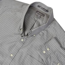 Eddie Bauer Men's XL Wrinkle Free Classic Fit Button Shirt Gray white Striped