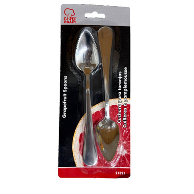 Chef Craft Grapefruit Spoons Set of 2 Stainless Steel Serrated Fruit Spoon New