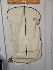 HERMES PARIS Garment Travel Suit Bag Cream Brown Canvas 24  x42  Luxury Designer