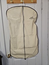 HERMES PARIS Garment Travel Suit Bag Cream Brown Canvas 24”x42” Luxury Designer