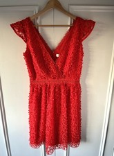 Ladies Red Reiss Abrianna Lace Dress Size 10 Brand New with Tags