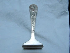 Antique Silverplate Prima Sweden  Baby Food Pusher Embossed Princess Elves Rare!