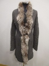 D.Exterior Strickmantel echt Pelz Langarm Taschen grau Gr.S (B-111-52)
