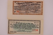 1914 North Bergen NJ Board Education Interest Warrant Bond Coupon 25 township