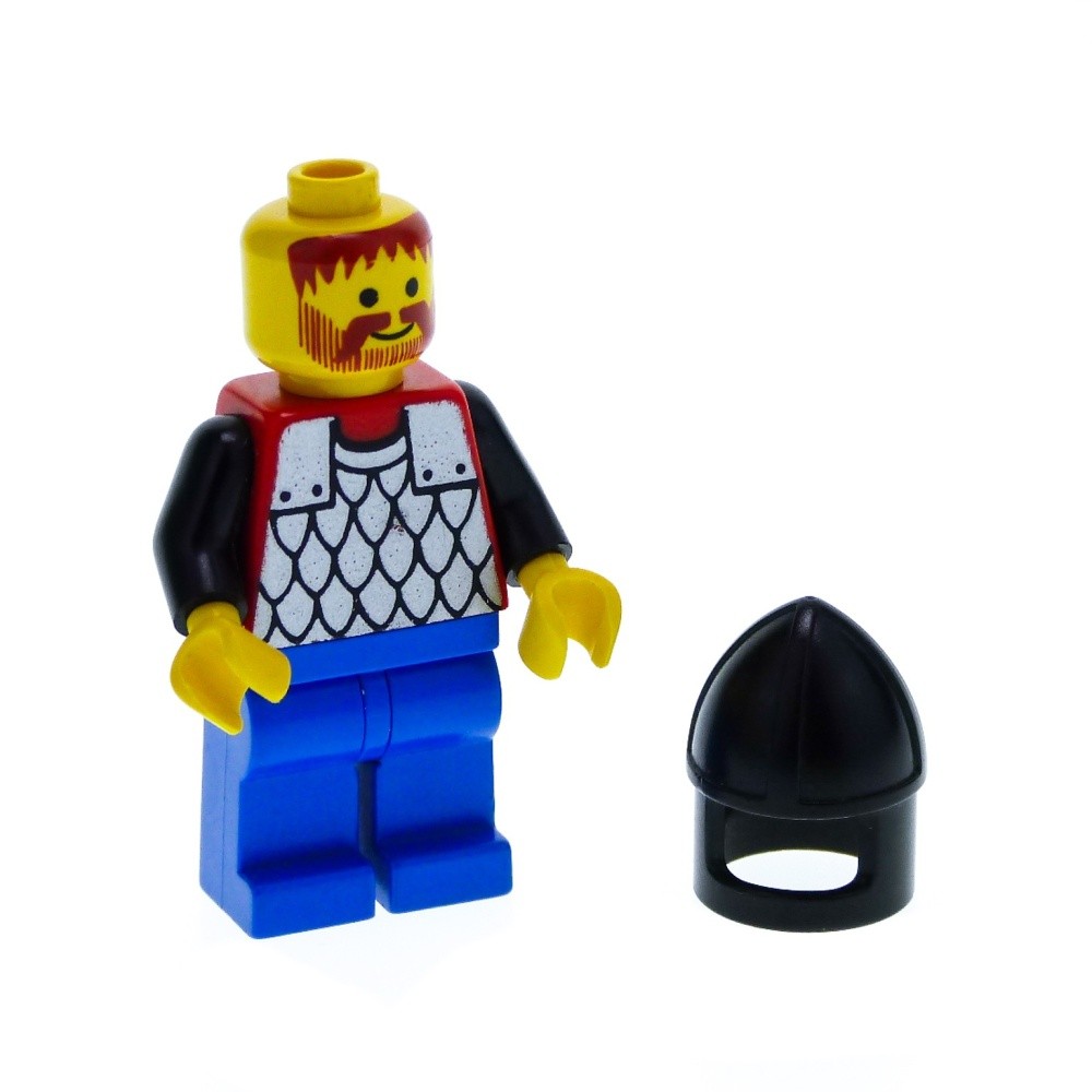 1x LEGO Mini Figurine Knight Black Chainmail Red Helmet 3896 973p41c01 cas152