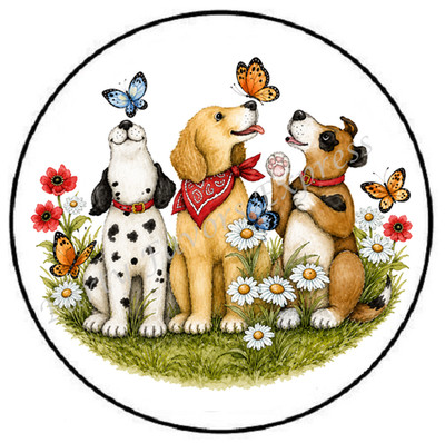 ADORABLE DOGS WITH BUTTERFLIES ENVELOPE SEALS LABELS STICKERS PARTY FAVORS