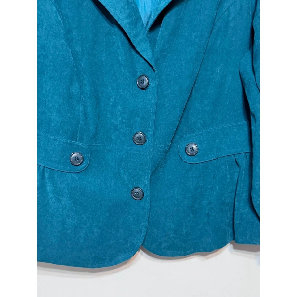 Vintage Old Money Vegan Suede Blazer Size 1X Quiet Luxury Office Siren Y2K 90s - Image 3 of 4