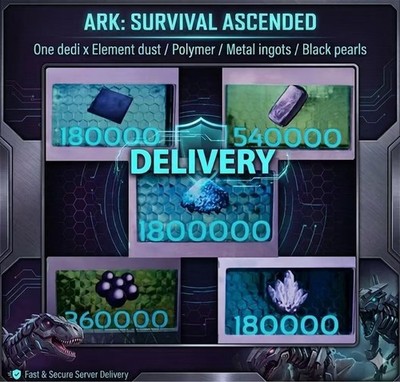 Ark  Ascended PVE Dedi x 1.8 M Element dust /Metal Ingot / Poly/ Crystal