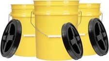 5 Gallon Plastic Yellow Food Grade BPA Free Made in USA Bucket Pail