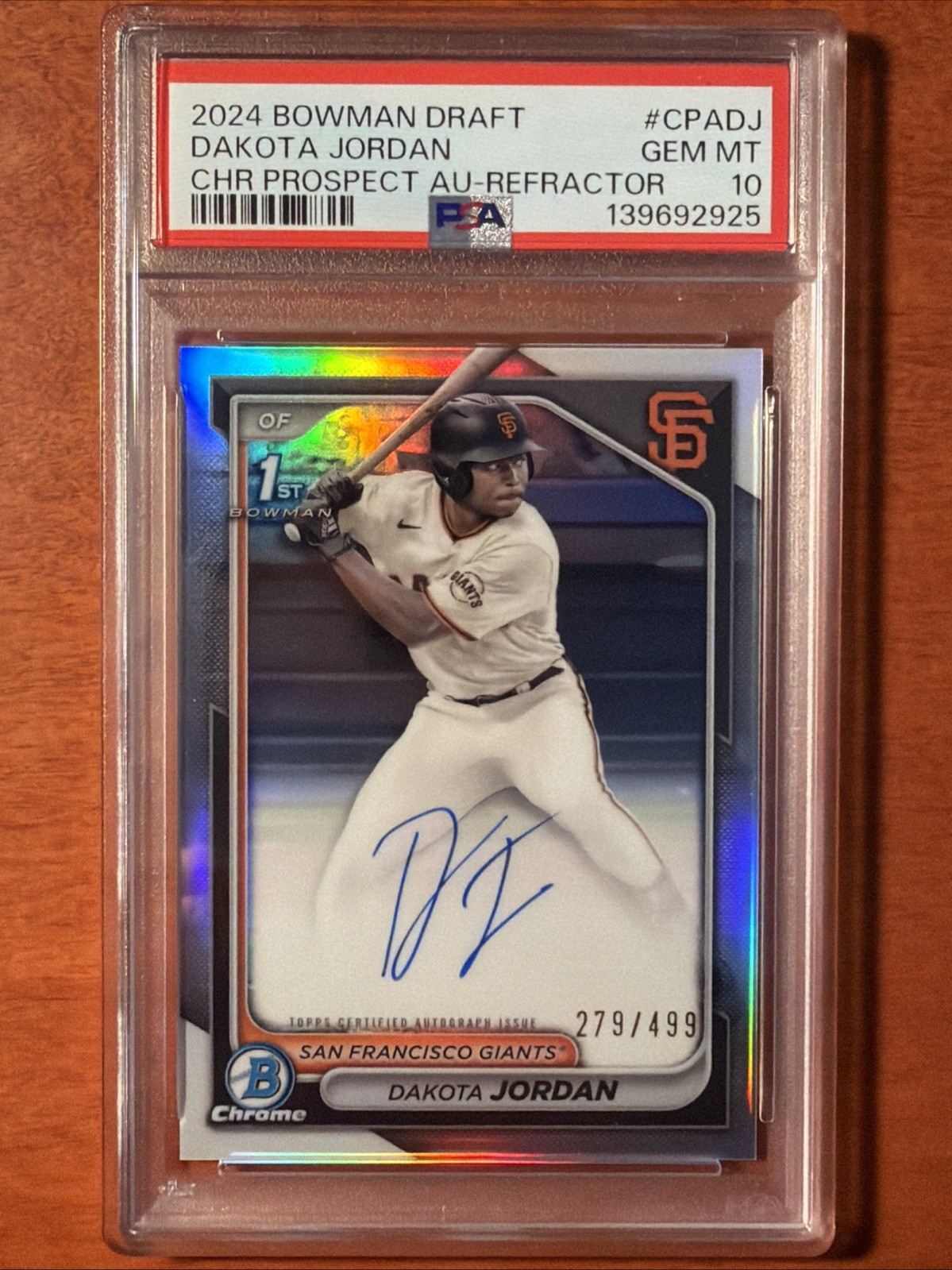 2024 Bowman Draft Dakota Jordan Refractor /499 PSA 10 1st Bowman Auto