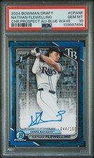 2024 Bowman Draft NATHAN FLEWELLING BLUE WAVE Refractor AUTO 1st /150 PSA 10 GEM