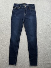 Seven For All Mankind The Skinny Jeans Womens 26 Dark Blue Mid Rise