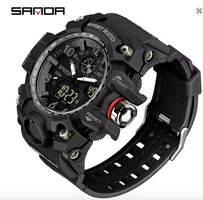 SANDA 3169 Digital Shockproof Sports Electronic Quartz Mens Wristwatches Luxury